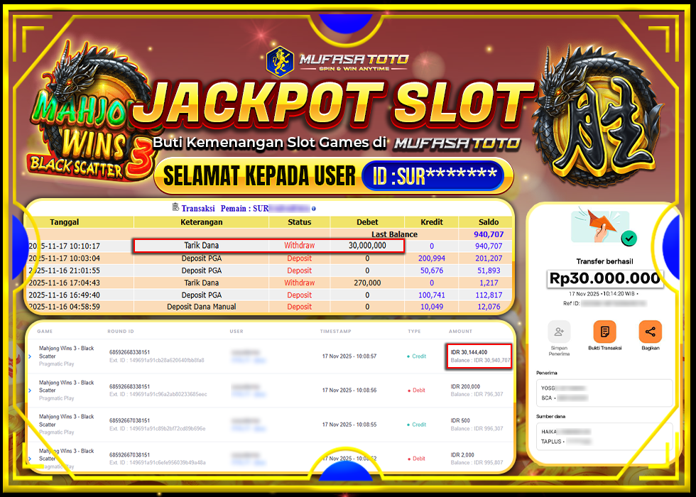 MUFASATOTO JACKPOT PRAGMATIC PLAYRp.30.000.000|LUNAS